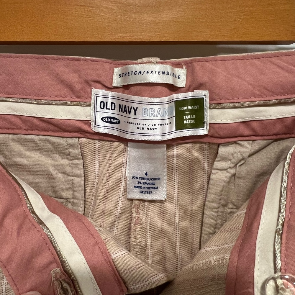 Y2K Old Navy Beige & Pink Pinstriped Shorts Women’s - Picture 8 of 15